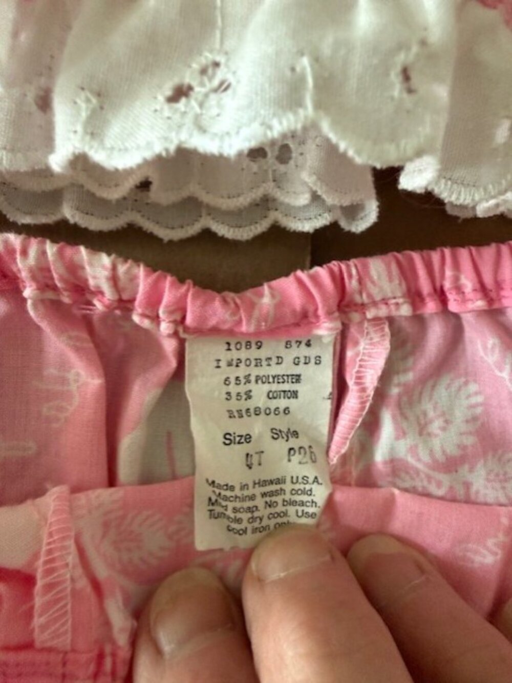 Vtg Kealana Hawaii Liberty House Hawaii Girls 4T PINK HIBISCUS 2 Piece - Picture 5 of 6